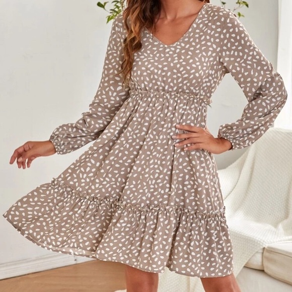 Falling for Taupe Ruffle Dress - Picture 4 of 4